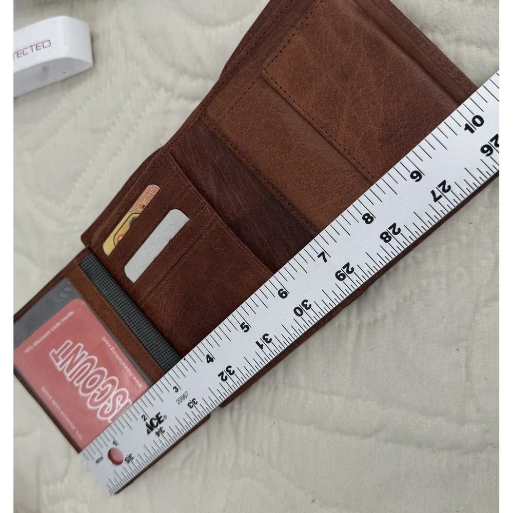 Spikes‎ & Sparrow RFID Protected Leather Wallet Brown Trifold Card Holder Mens